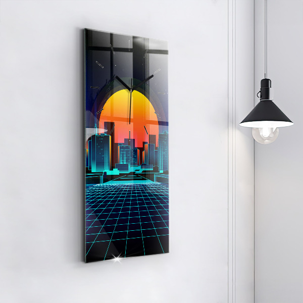 Vertical wall clock Cyberspace city