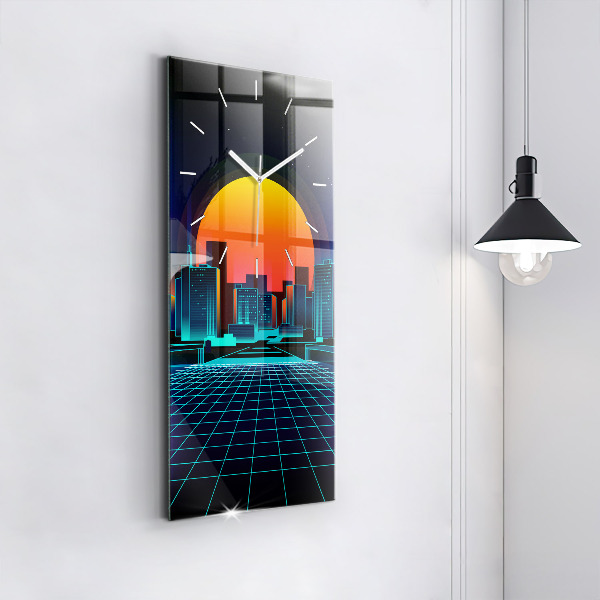Vertical wall clock Cyberspace city