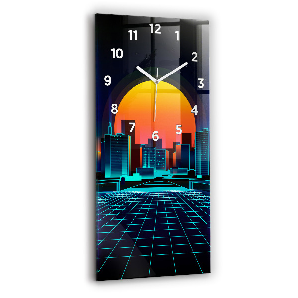 Vertical wall clock Cyberspace city
