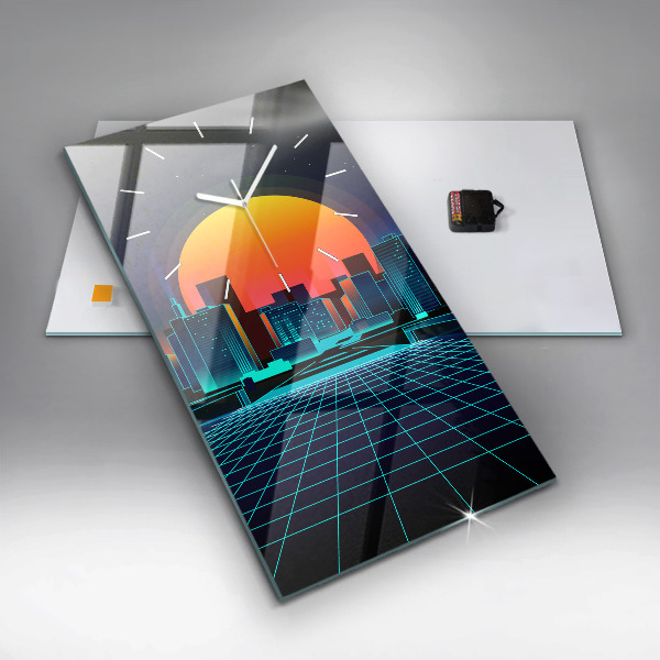 Vertical wall clock Cyberspace city