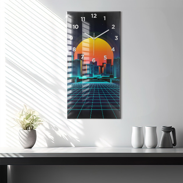 Vertical wall clock Cyberspace city