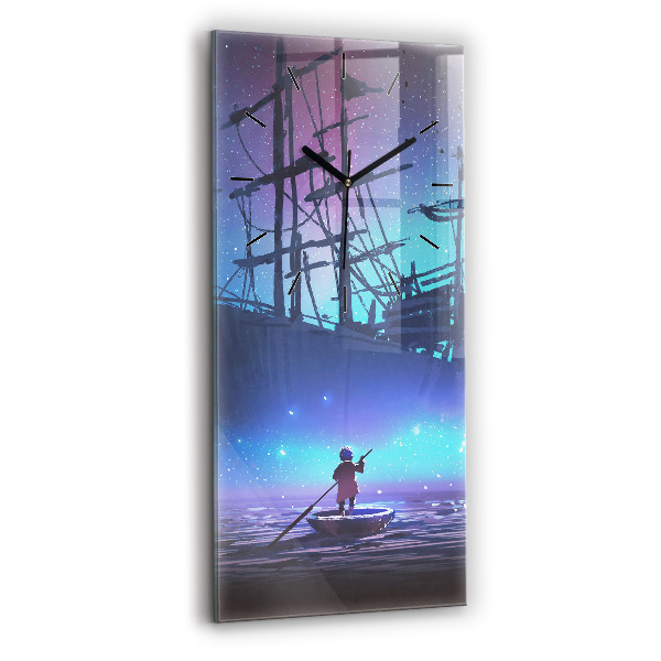Vertical wall clock Fantasy sailing ship