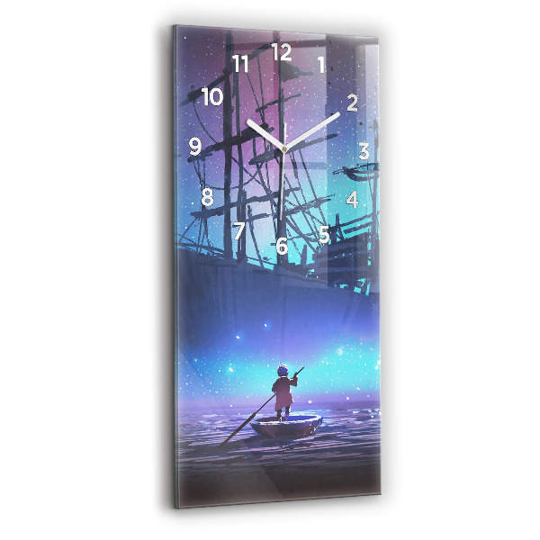 Vertical wall clock Fantasy sailing ship