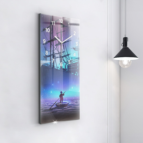 Vertical wall clock Fantasy sailing ship
