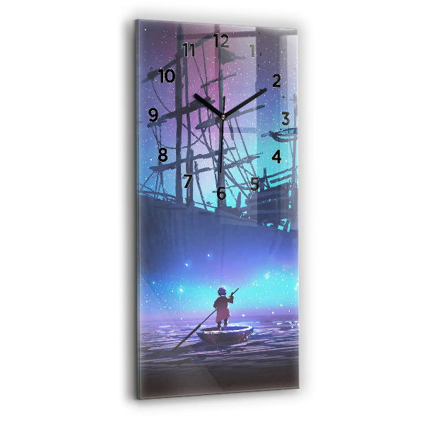 Vertical wall clock Fantasy sailing ship