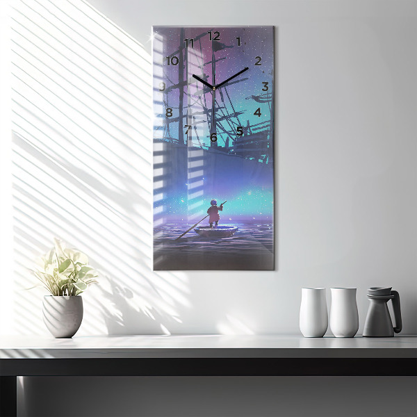 Vertical wall clock Fantasy sailing ship