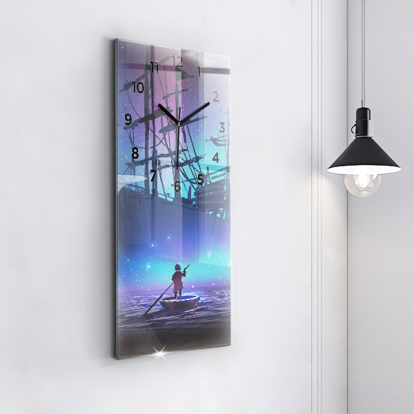 Vertical wall clock Fantasy sailing ship