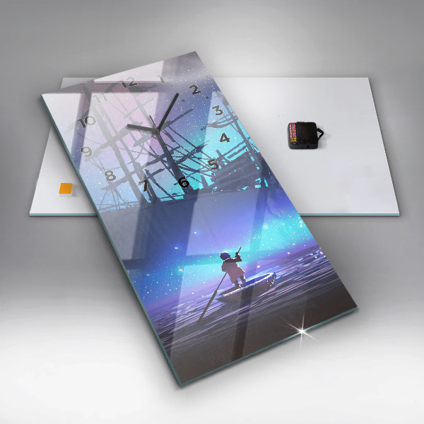 Vertical wall clock Fantasy sailing ship