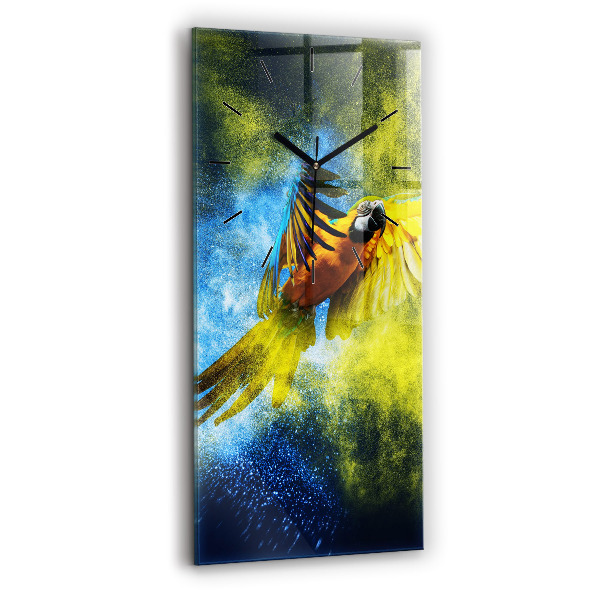 Vertical wall clock Colorful parrot
