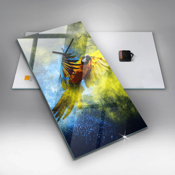 Vertical wall clock Colorful parrot