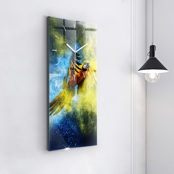 Vertical wall clock Colorful parrot