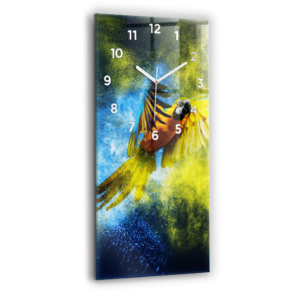 Vertical wall clock Colorful parrot