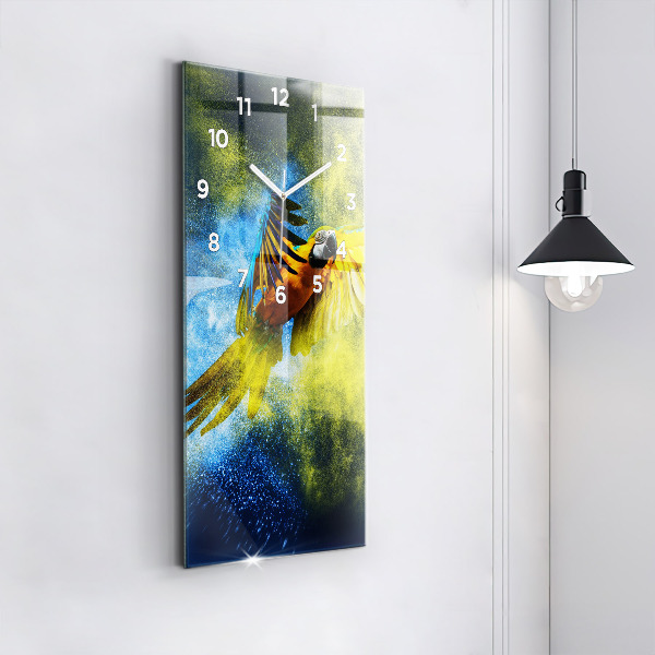 Vertical wall clock Colorful parrot