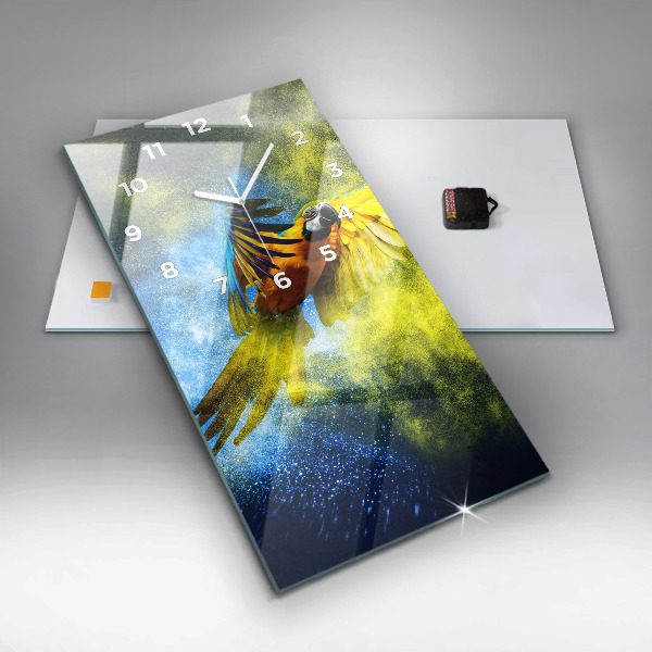 Vertical wall clock Colorful parrot