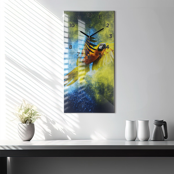 Vertical wall clock Colorful parrot