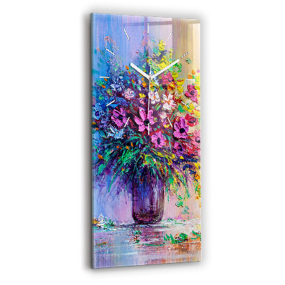 Vertical wall clock Flowers in a vase