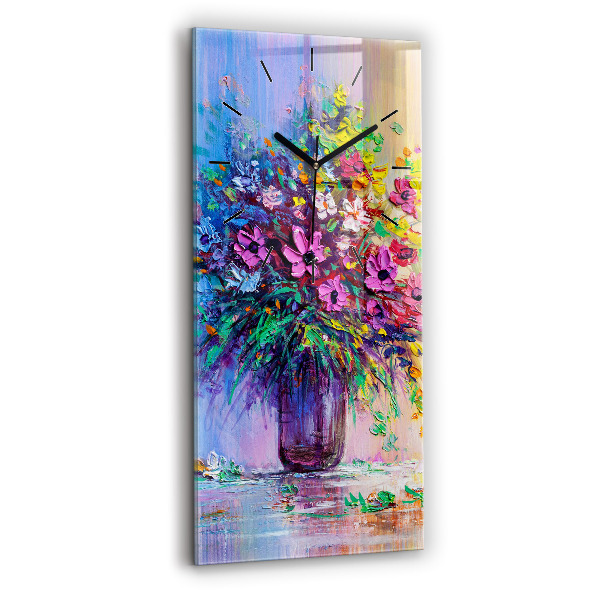 Vertical wall clock Flowers in a vase
