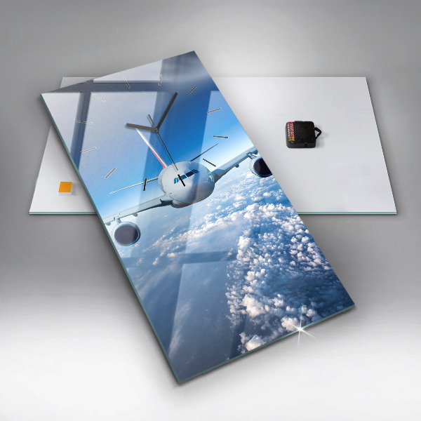 Vertical wall clock Airplane and Clouds