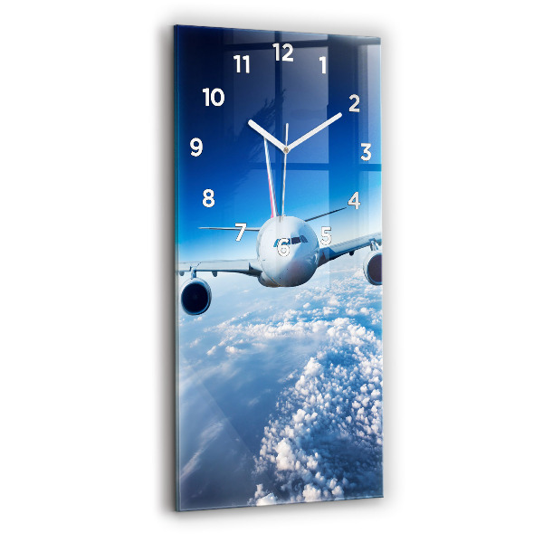 Vertical wall clock Airplane and Clouds