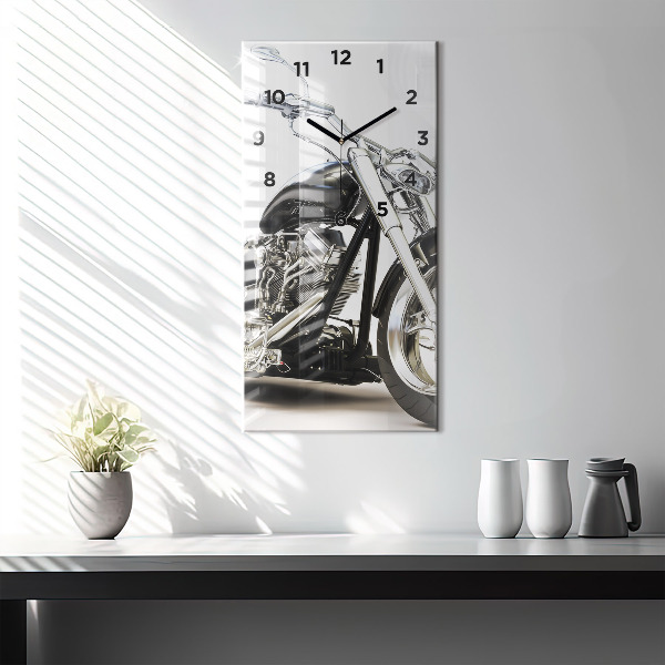 Vertical wall clock Black motorcycle