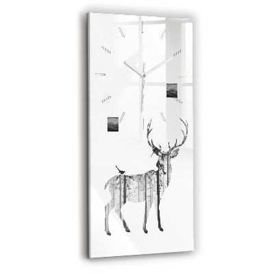 Vertical wall clock Silhouette of a deer Forest