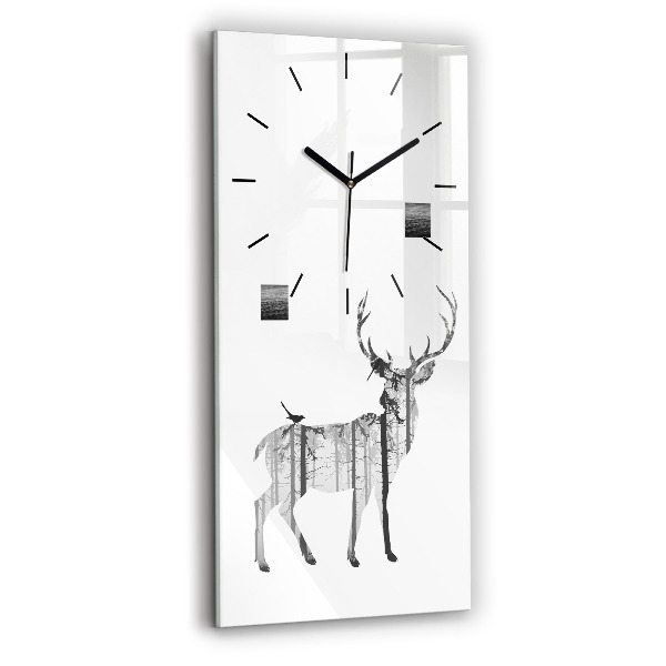 Vertical wall clock Silhouette of a deer Forest