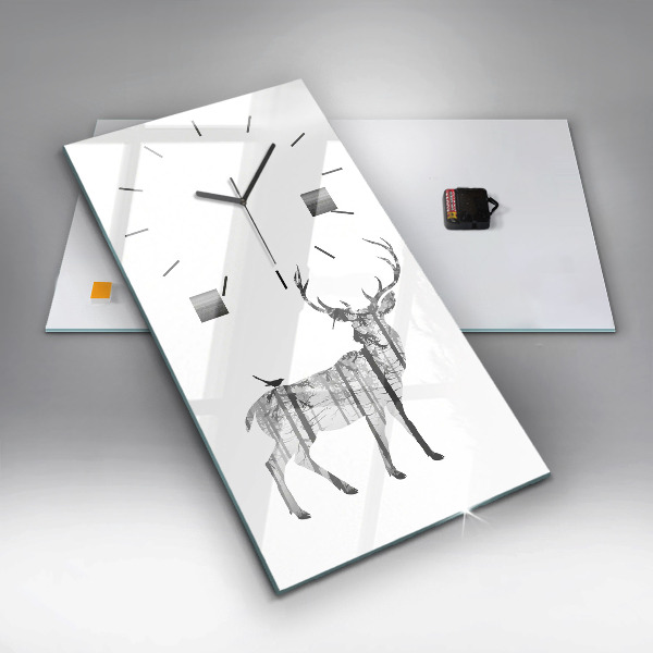 Vertical wall clock Silhouette of a deer Forest
