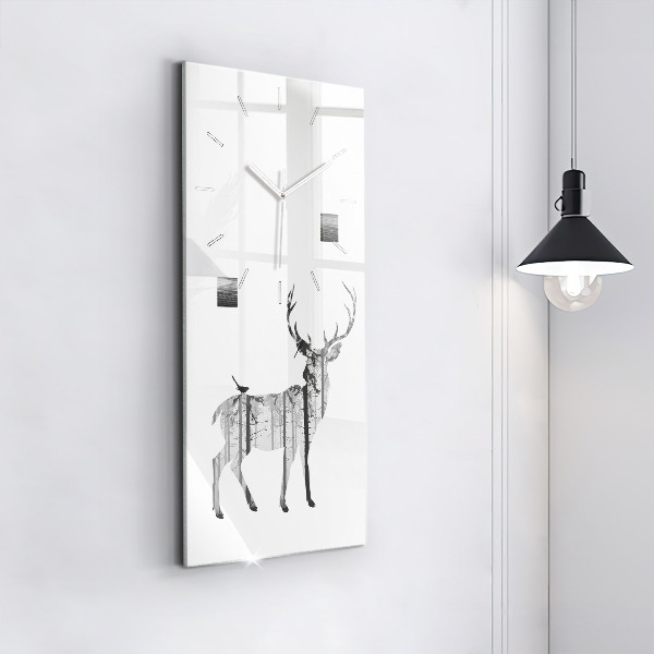 Vertical wall clock Silhouette of a deer Forest