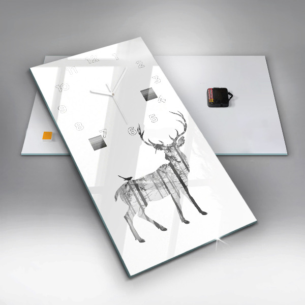 Vertical wall clock Silhouette of a deer Forest