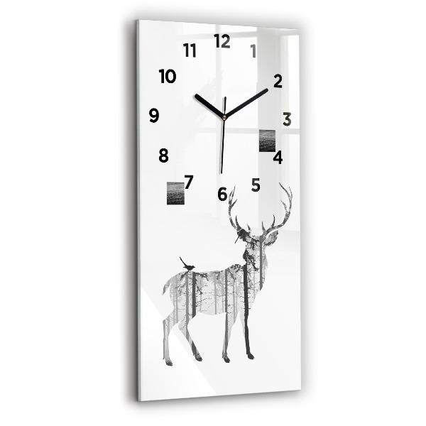 Vertical wall clock Silhouette of a deer Forest