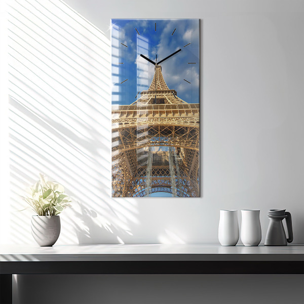 Vertical wall clock France Eiffel Tower