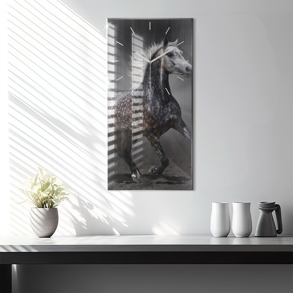 Vertical wall clock Galloping horse