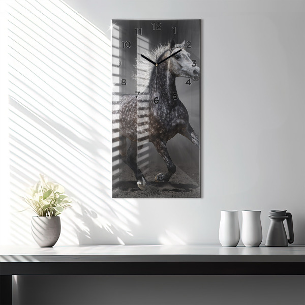 Vertical wall clock Galloping horse