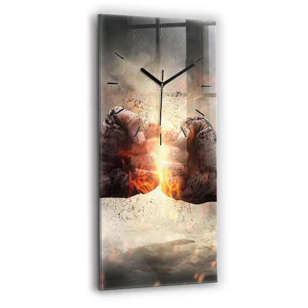 Vertical wall clock Fists Strength Power