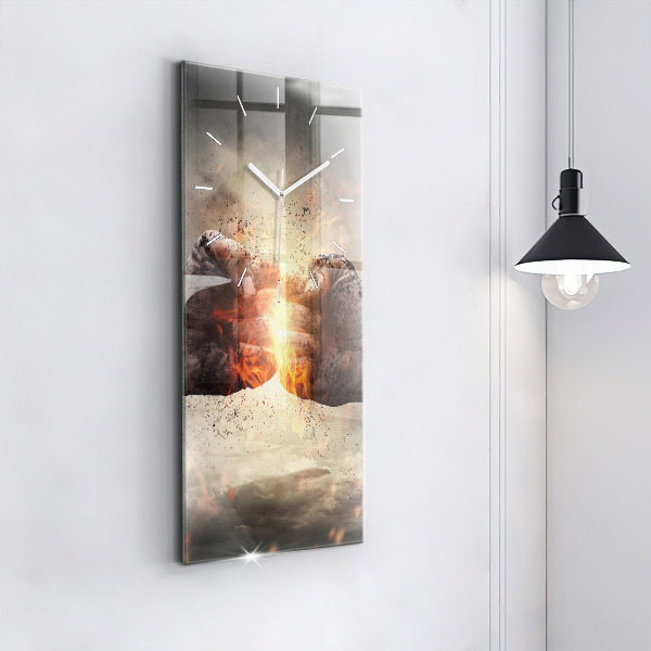 Vertical wall clock Fists Strength Power