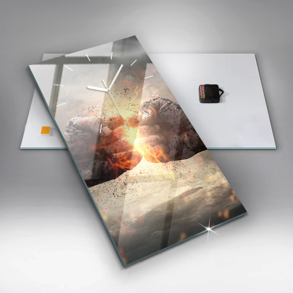 Vertical wall clock Fists Strength Power