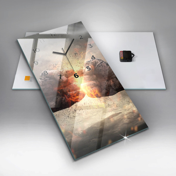 Vertical wall clock Fists Strength Power
