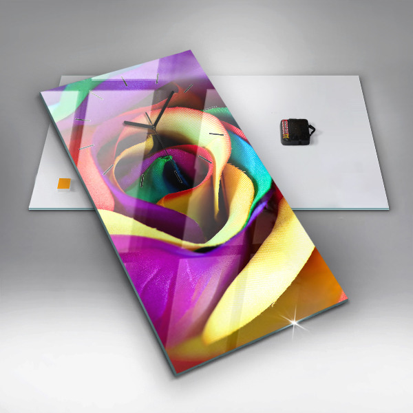 Vertical wall clock Rainbow Rose