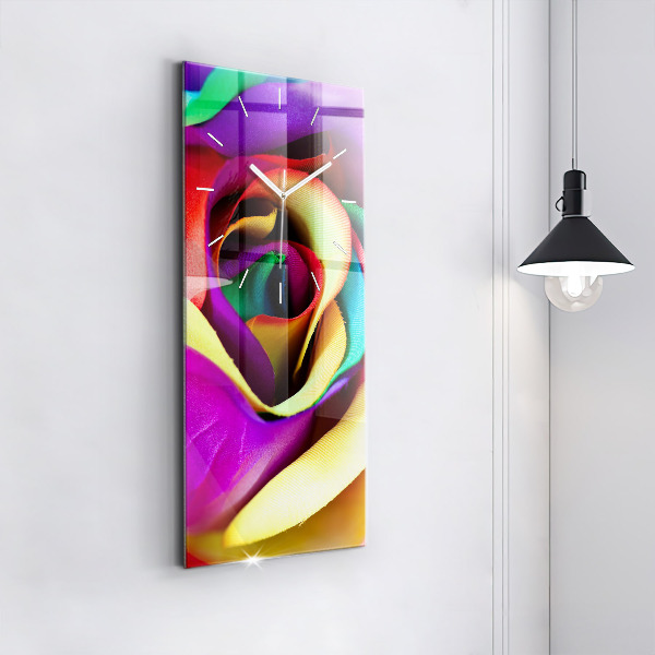Vertical wall clock Rainbow Rose