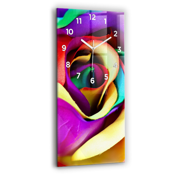 Vertical wall clock Rainbow Rose