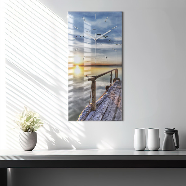 Vertical wall clock Lake Sunset