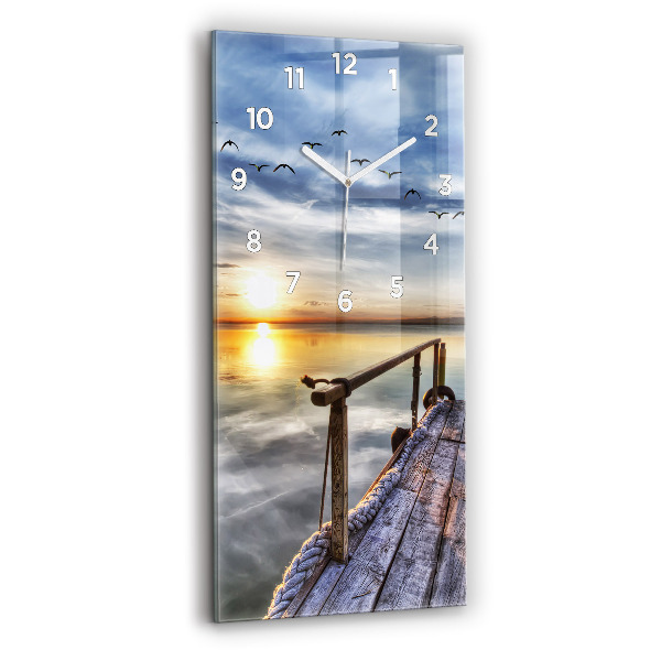 Vertical wall clock Lake Sunset