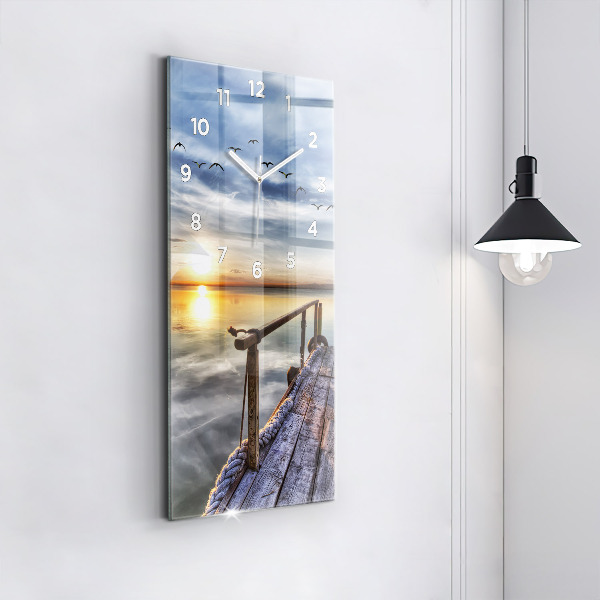 Vertical wall clock Lake Sunset
