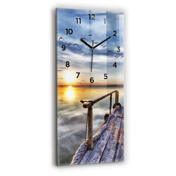 Vertical wall clock Lake Sunset