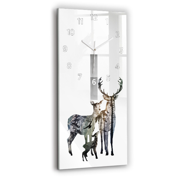 Vertical wall clock Deer family
