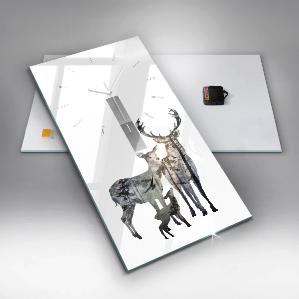 Vertical wall clock Deer family