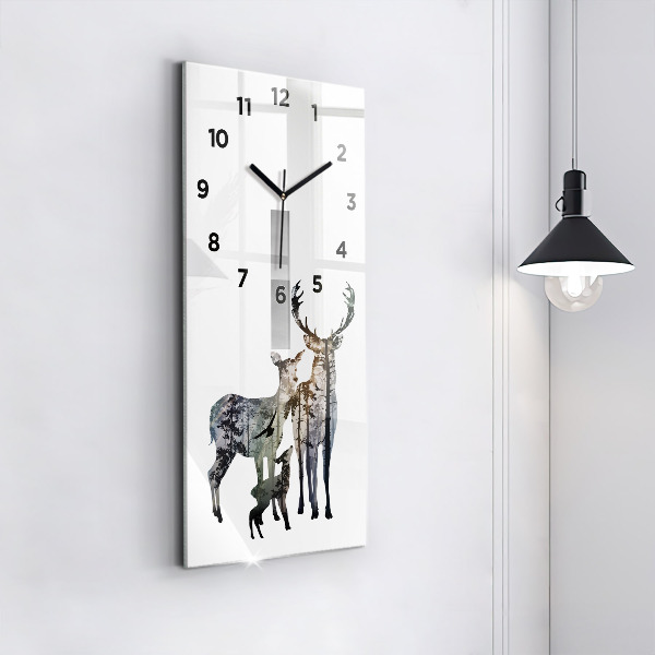 Vertical wall clock Deer family