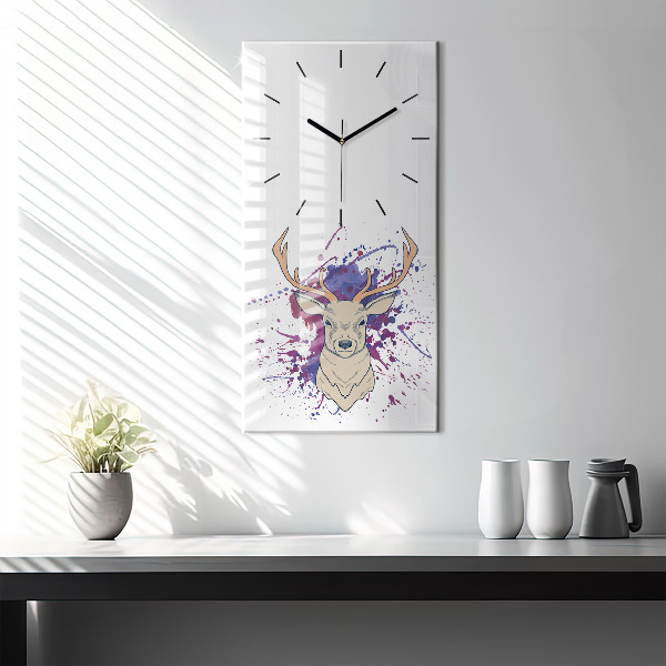 Vertical wall clock Deer vector illustration