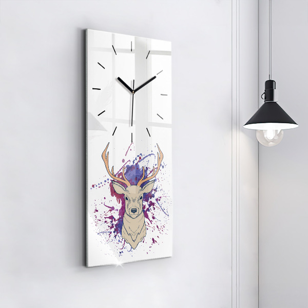 Vertical wall clock Deer vector illustration