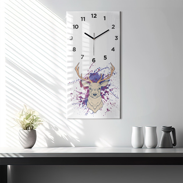 Vertical wall clock Deer vector illustration